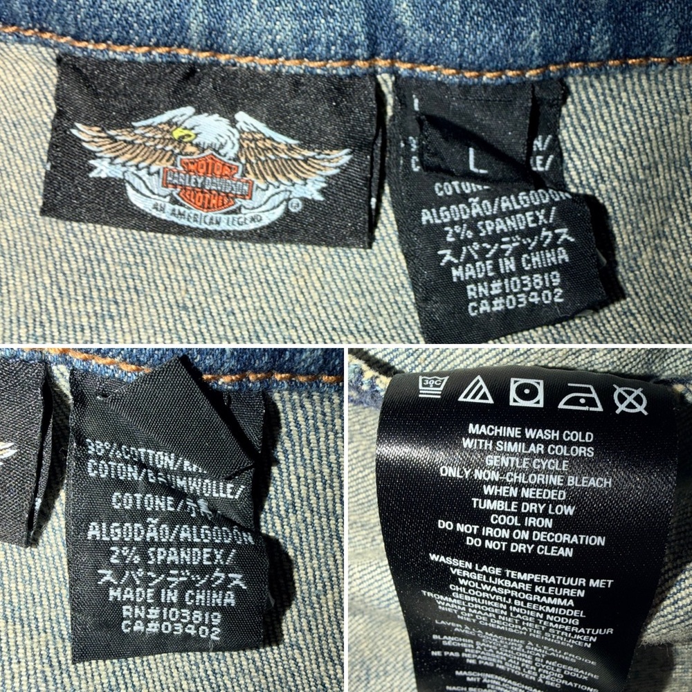 Harley-Davidson Vintage Denim Embroidered Jacket Womens Size L Eagle Studded - Picture 11 of 14
